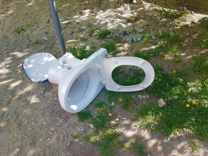 broken toilet outside
